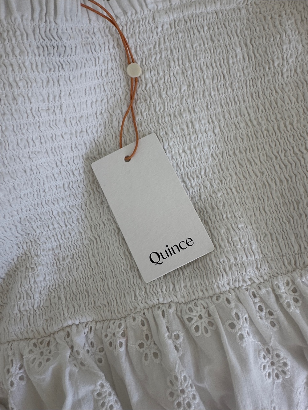 Quince White Eyelet Smocked Midi Dress - Picture 4 of 4